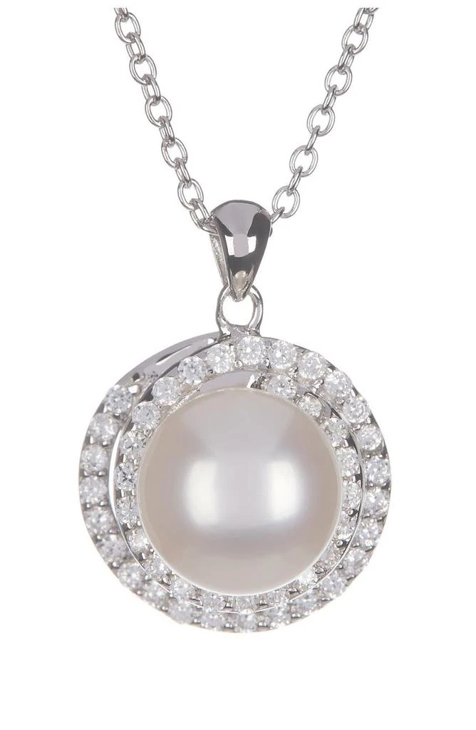 商品Splendid Pearls|8.5-9mm Cultured Freshwater Pearl Double Halo Pendant Necklace & Earrings Set,价格¥673,第2张图片详细描述