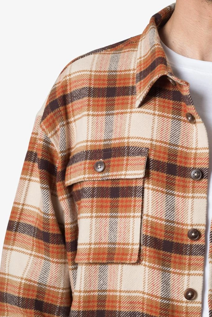Asymmetrical Pocket Flannel Shirt - Brown 商品