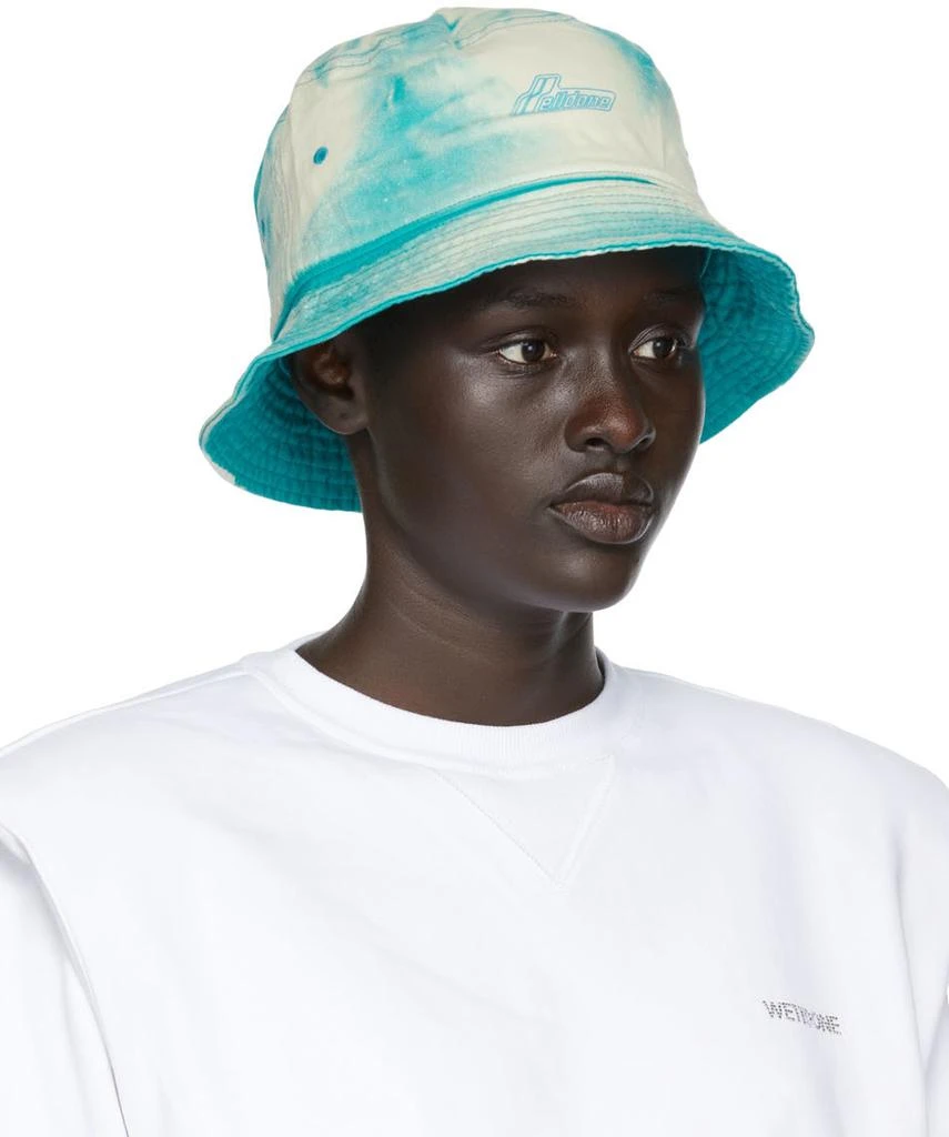 商品We11done|Blue Iridescent Logo Hand-Bleached Bucket Hat,价格¥413,第2张图片详细描述