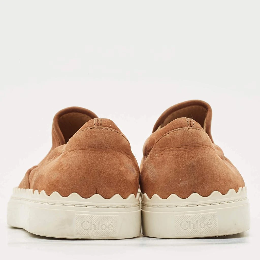 商品[二手商品] Chloé|Chloe Brown Nubuck Leather Ivy Scallop Slip On Sneakers Size 40,价格¥2916,第5张图�片详细描述