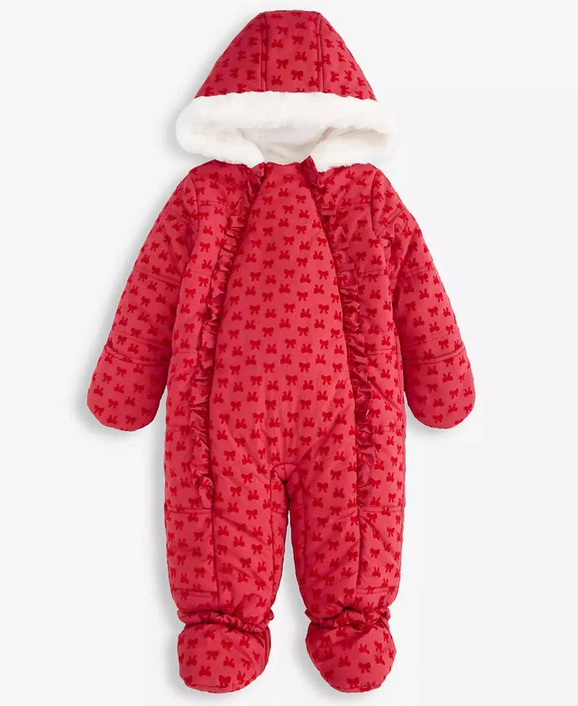 商品First Impressions|Baby Girls Hooded Flocked Footed Snowsuit, Macy's Exclusive,价格¥258,第1张图片