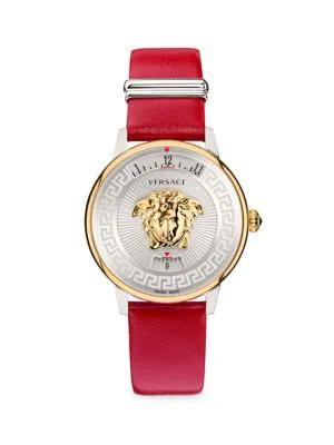 商品Versace|38MM Stainless Steel & Leather Strap Watch,价格¥4960,第1张图片