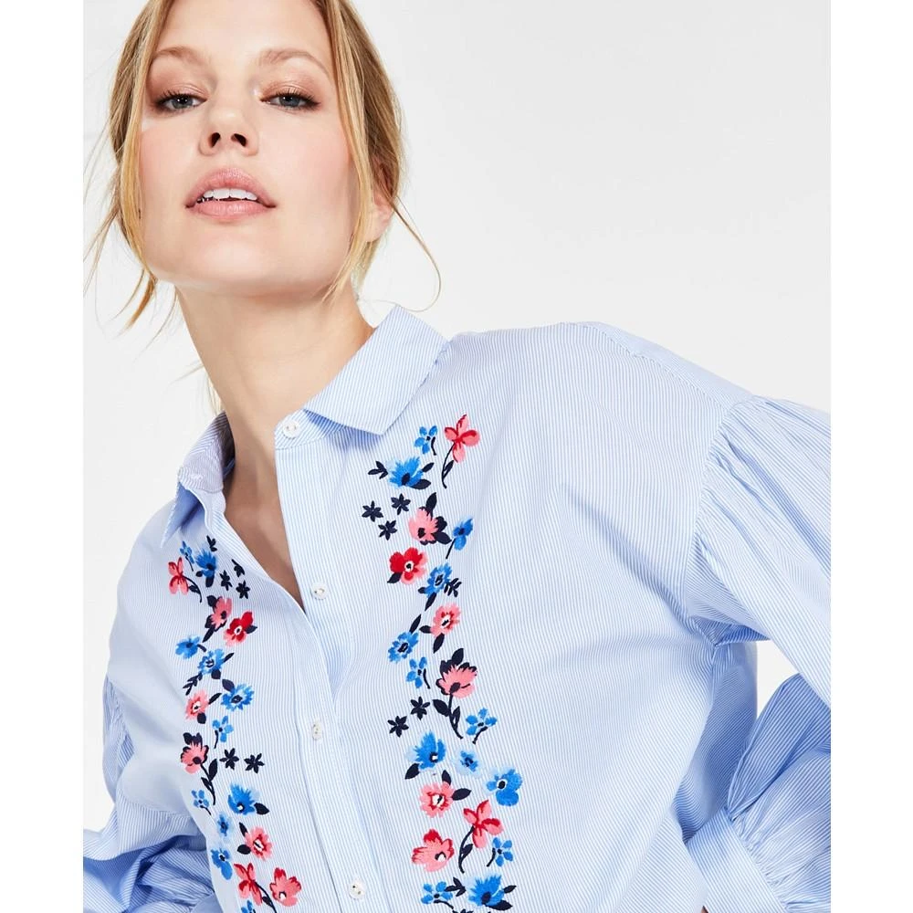 商品Tommy Hilfiger|Women's Cotton Embroidered Drop-Shoulder Blouse,价格¥405,第3张图片详细描述
