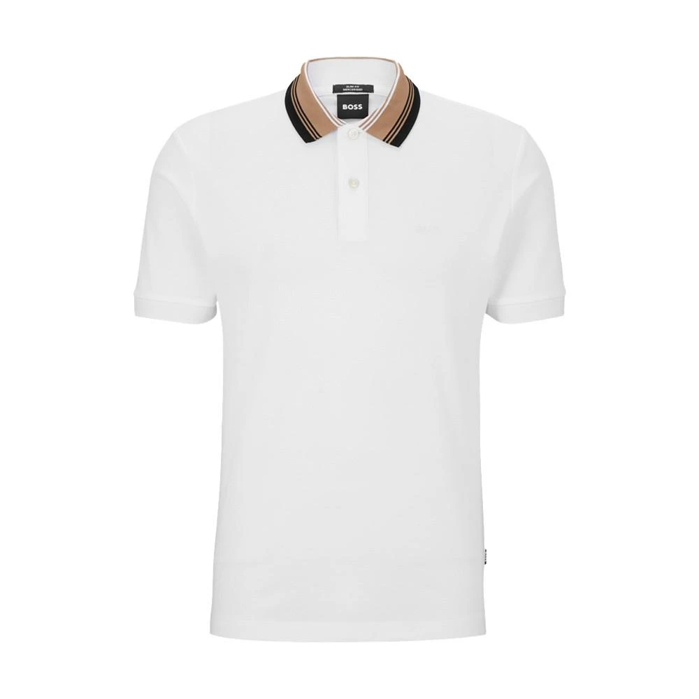 商品Hugo Boss|Men's Striped Collar Slim-Fit Polo Shirt,价格¥728,第3张图片详细描述