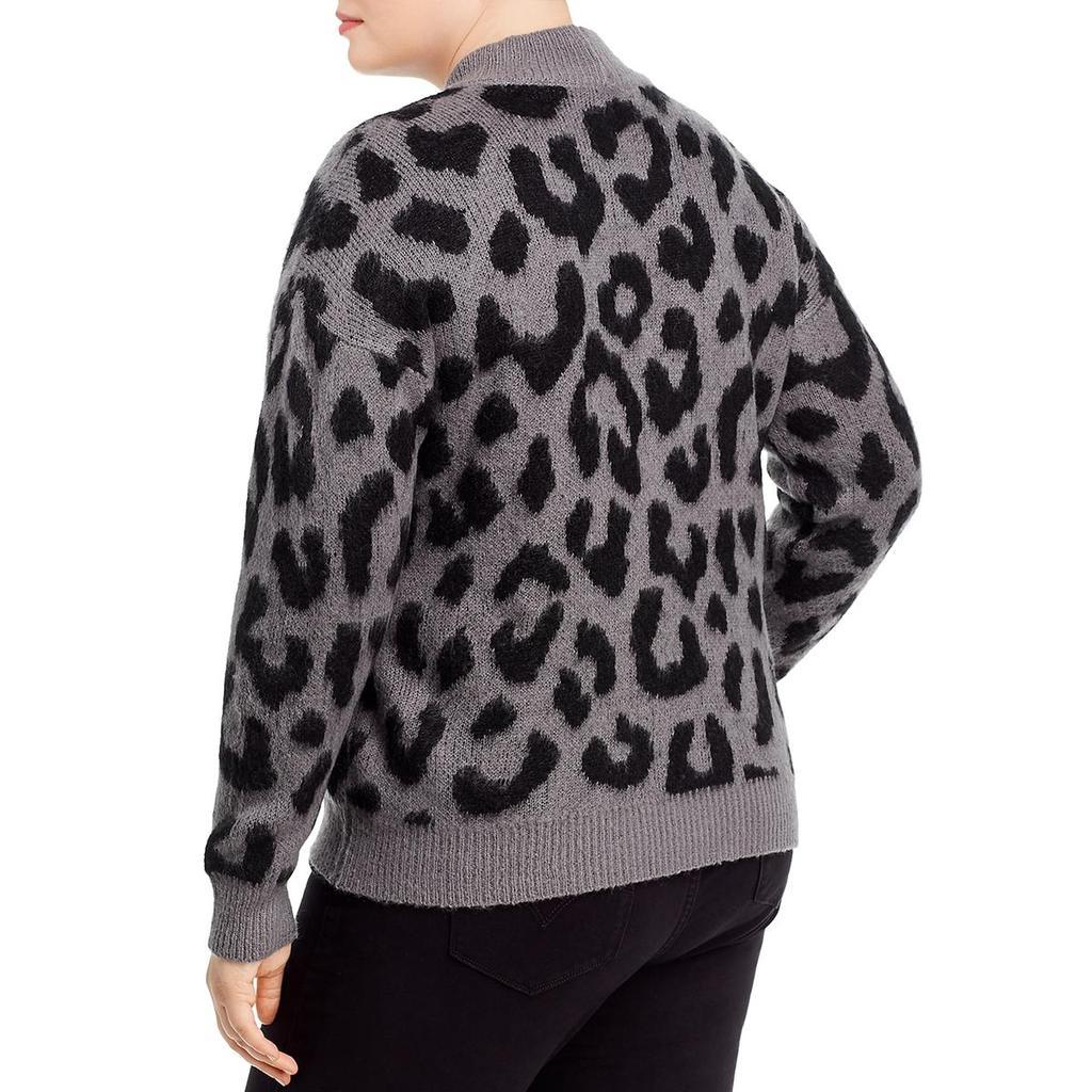 商品AQUA|Aqua Womens Plus Leopard Print Mock Neck Sweater,价格¥67,第4张图片详细描述