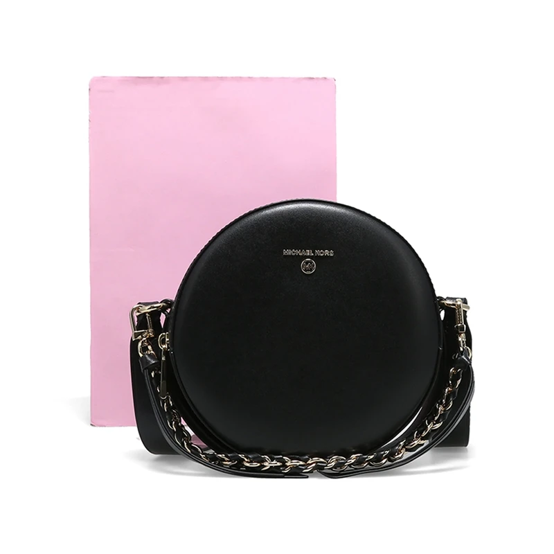 Michael Kors DELANCEY中号女士牛皮革单肩斜挎圆饼包 32S0GD8C8L-BLACK 商品