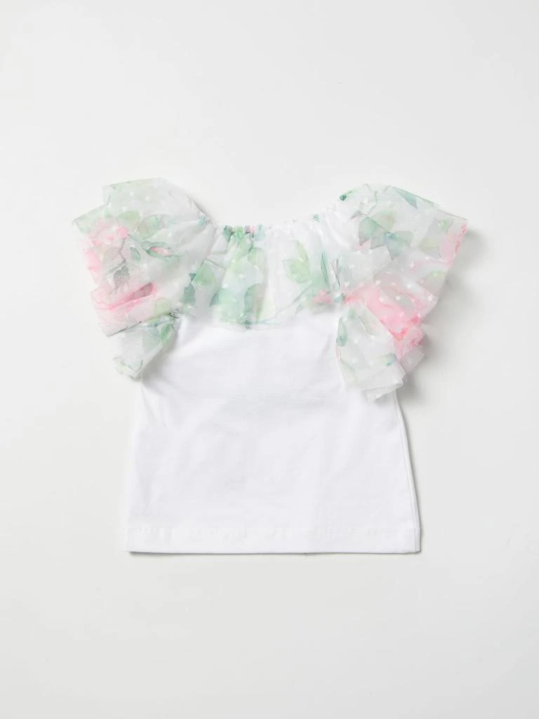 商品MONNALISA|Monnalisa cotton T-shirt with patterned tulle flounces,价格¥486,第2张图片详细描述