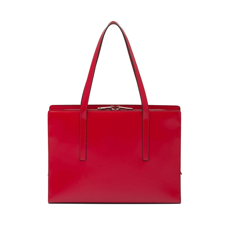 商品Prada|【预售3-7天】普拉达 22春夏新款 女士中号猩红色亮面皮革复刻1995矩形隔层拉链手提包1BA350_ZO6_F02SB_V_OOO,价格¥22206,第4张图片详细描述