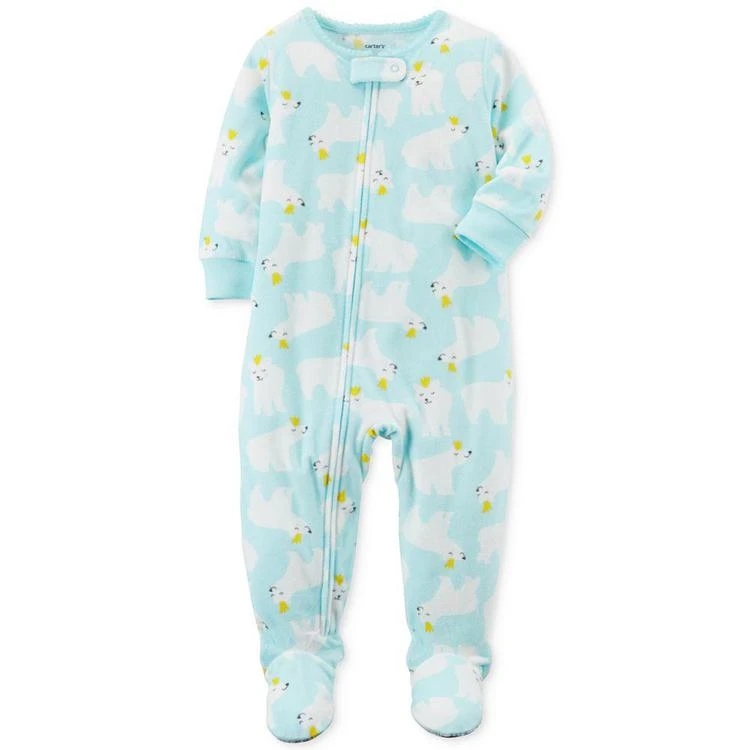 商品Carter's|1-Pc. Polar Bear-Print Fleece Footed Pajamas, Baby Girls,价格¥74,第1张图片