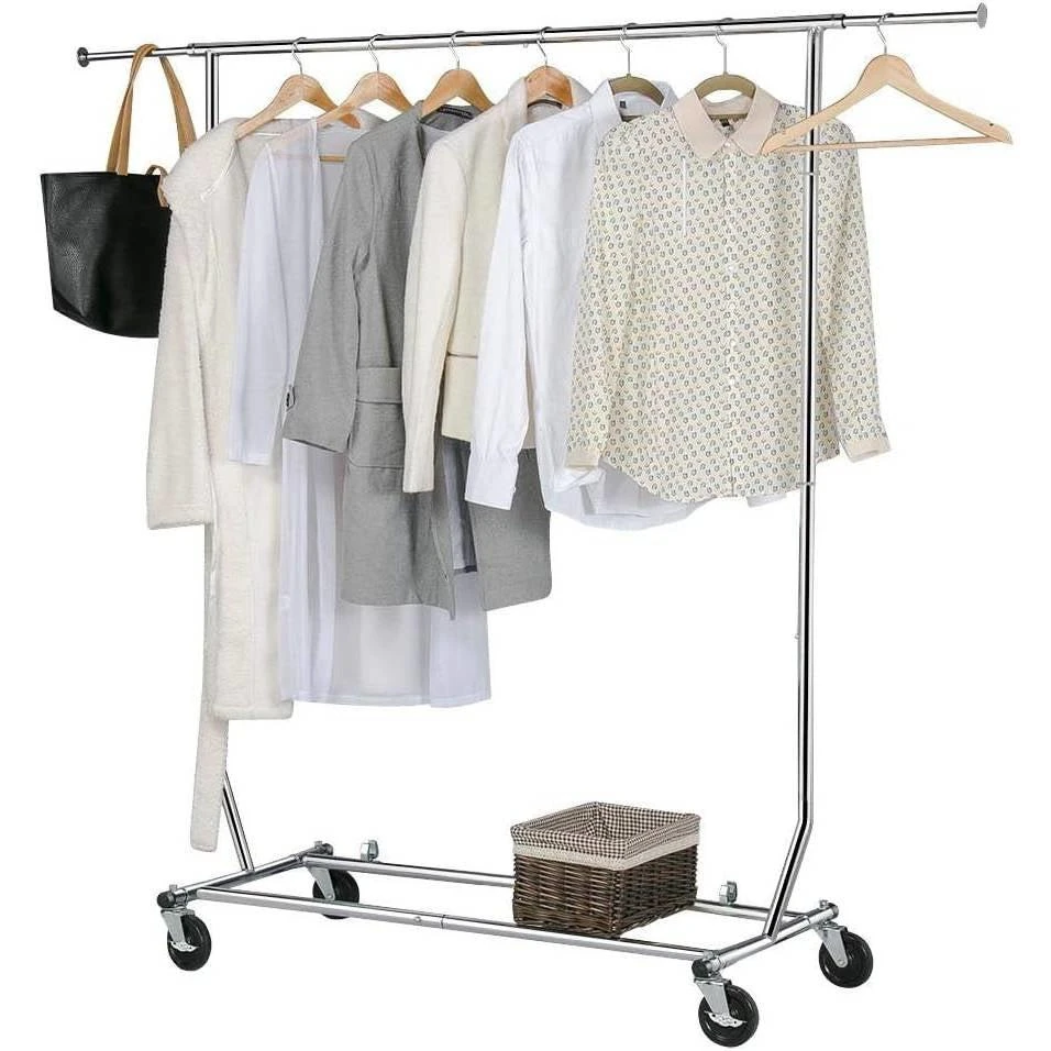 商品QuikFurn|Heavy Duty Clothing Garment Rack with Locking Swivel Wheels - 250lb Capacity,价格¥1293,第1张图片