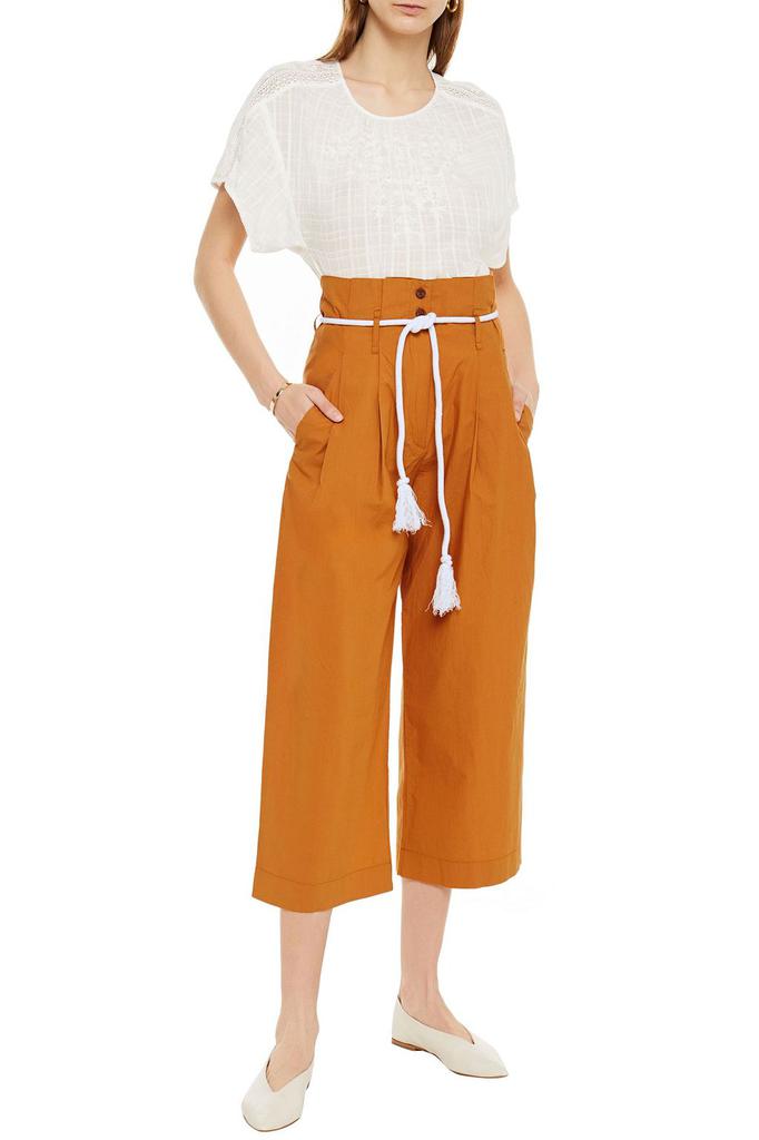 Nardo cropped pleated cotton wide-leg pants商品第2张图片规格展示