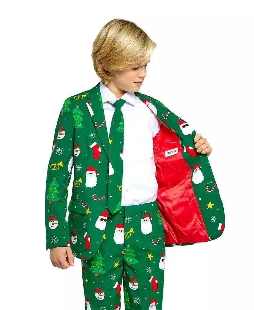 商品OppoSuits|Big Boys Festivity Christmas Party Outfit Including Blazer, Pants and Tie Suit Set,价格¥898,第4张图片详细描述