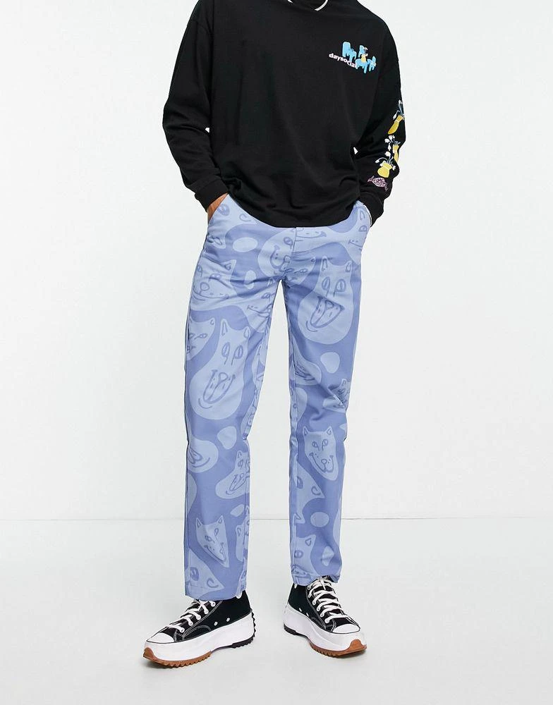 商品Rip N Dip|RIPNDIP many faces all-over twill trousers in blue,价格¥511,第2张图片详细描述
