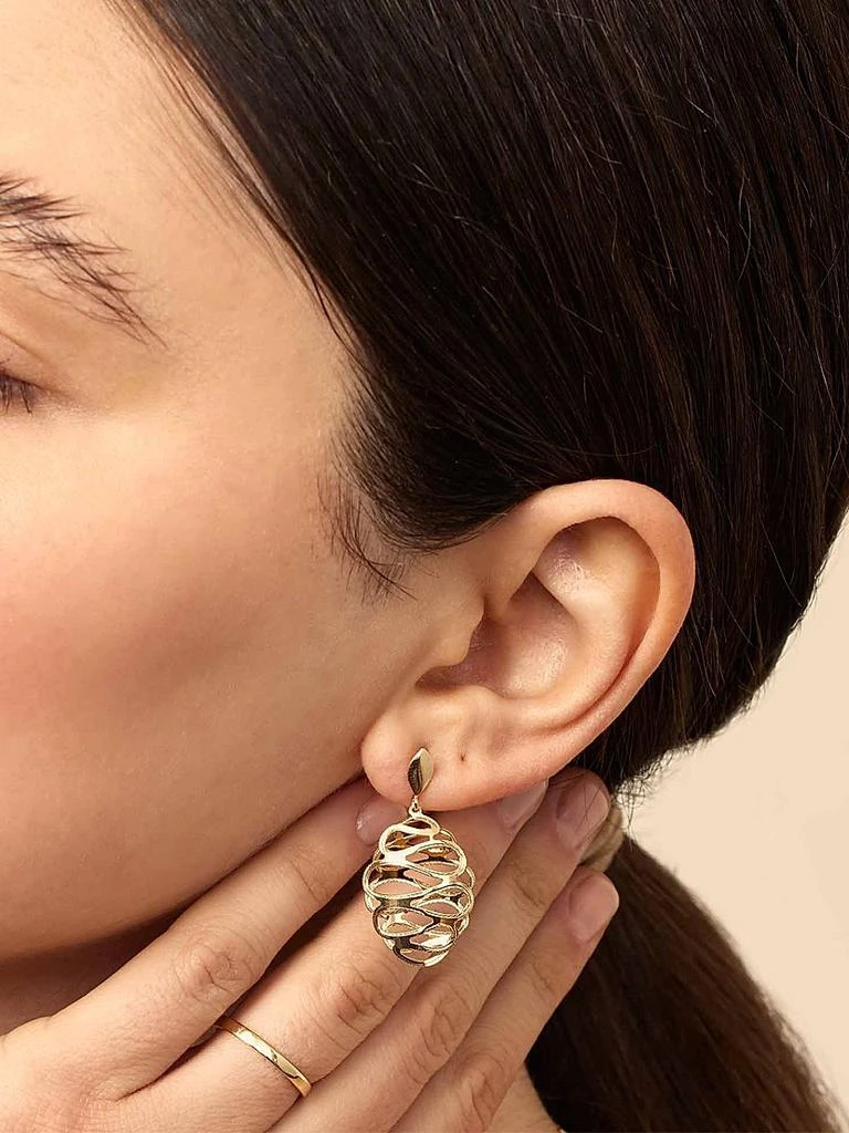 商品Oradina|14K Yellow Gold Twirl Me Oval Drop Earrings,价格¥4999,第4张图片详细描述