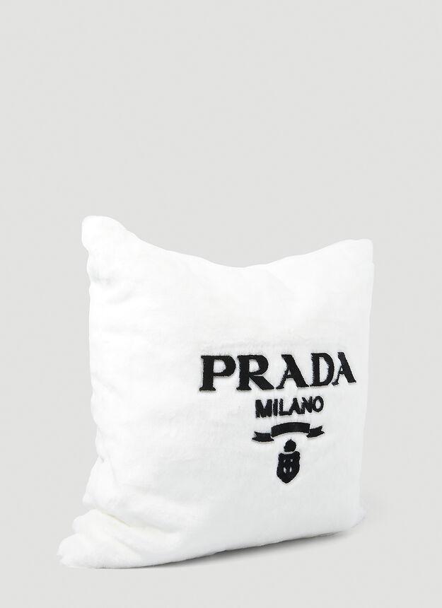 商品Prada|Logo Engraved Square Cushion in White,价格¥5340,第4张图片详细描述