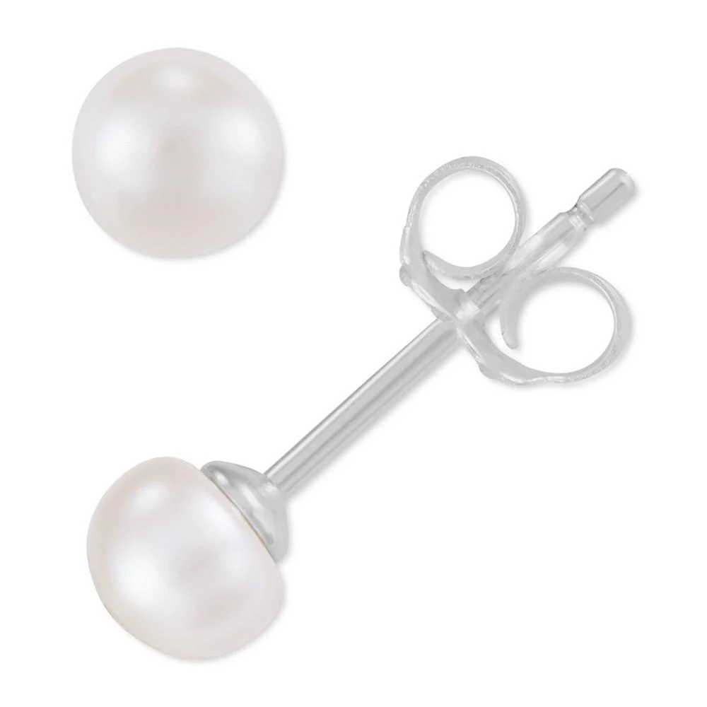 商品Macy's|2-Pc. Set Cultured Freshwater Pearl (4mm) & Hammered Heart Stud Earrings in Sterling Silver,价格¥113,第5张图片详细描述