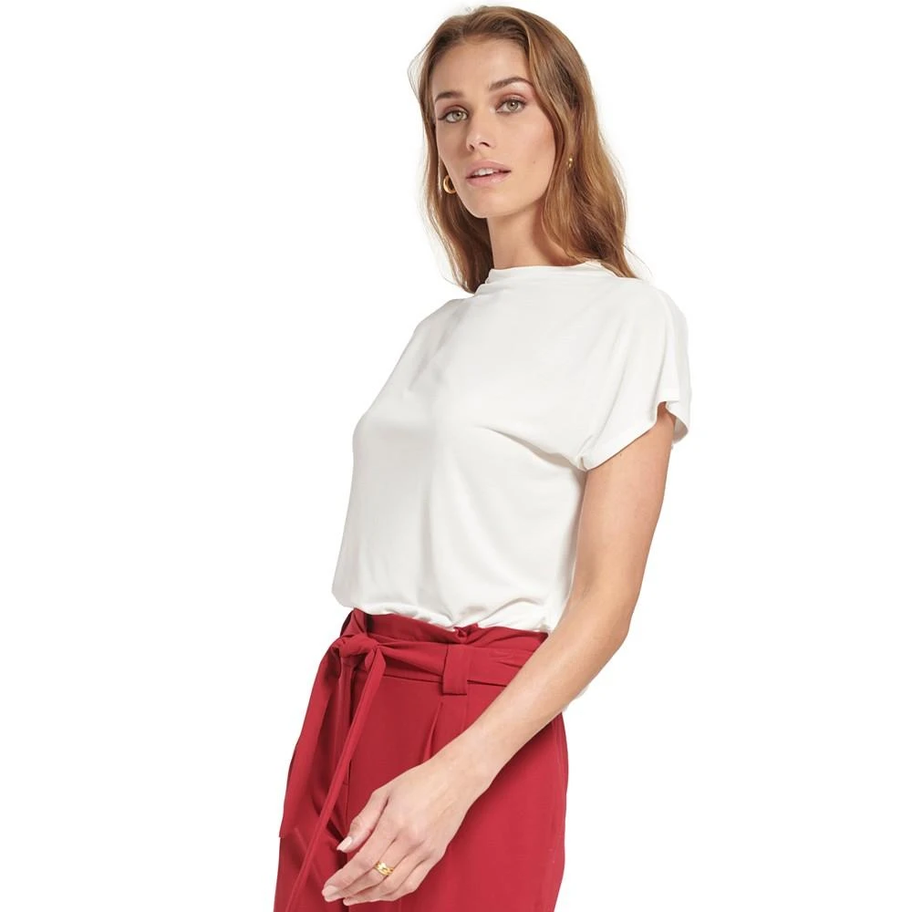 商品Calvin Klein|Women's Short Sleeve  High Neck Top,价格¥135,第3张图片详细描述