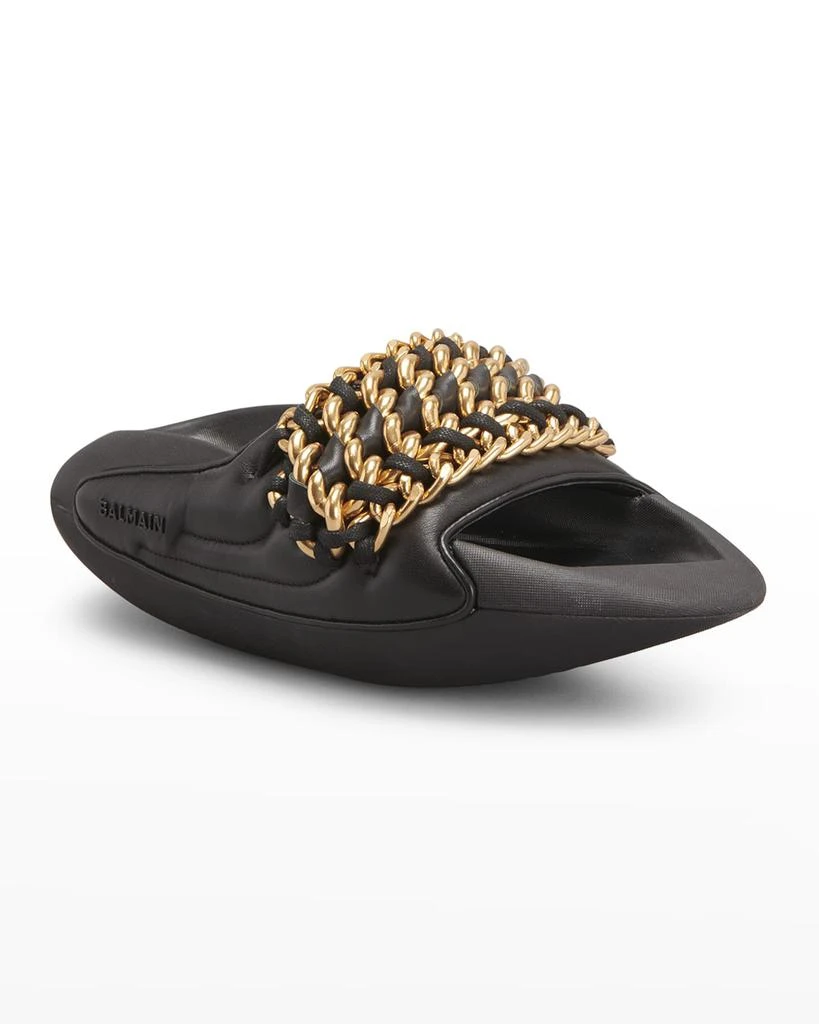 商品Balmain|B It Quilted Leather Chain Slide Sandals,价格¥2946,第2张图片详细描述