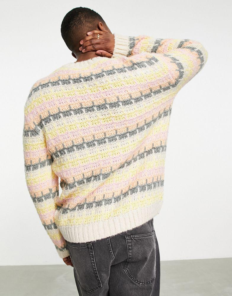 ASOS DESIGN knitted textured stitch jumper with in pastel tones商品第2张图片规格展示