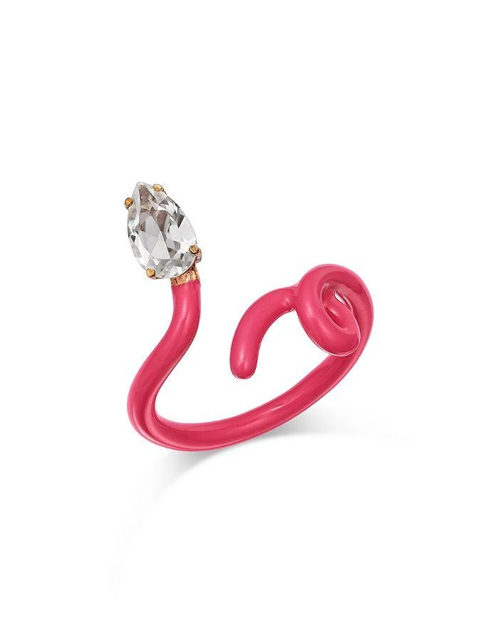 商品Bea Bongiasca|9K Yellow Gold You're So Vine Rock Crystal & Pink Enamel Tendril Ring,价格¥5168,第1张图片详细描述