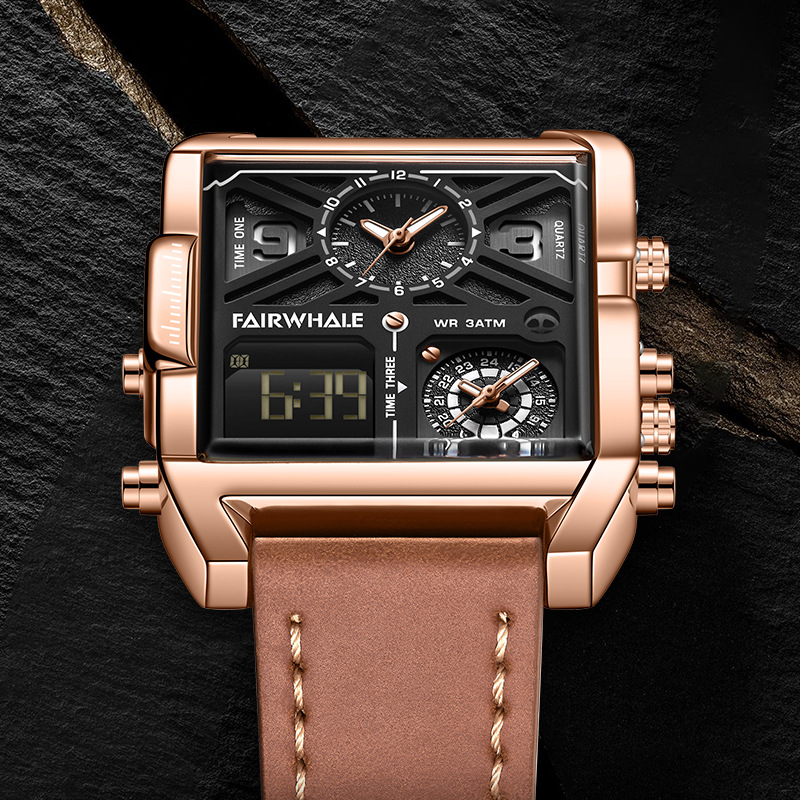 马克华菲潮牌运动手表男士电子表多功能新款方形手表商品第3张图片规格展示
