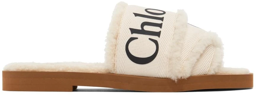 商品Chloé|White Woody Flat Mules,价格¥2218,第1张图片