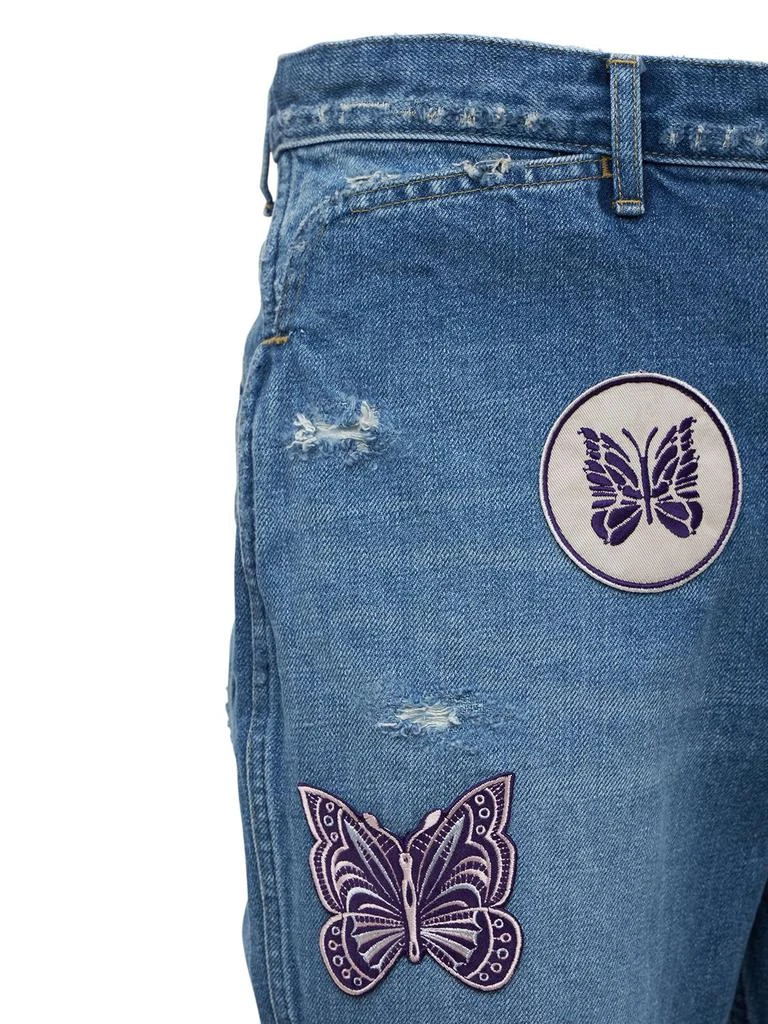 商品Needles|Distressed Cotton Denim Jeans W/ Patches,价格¥1554,第4张图片详细描述