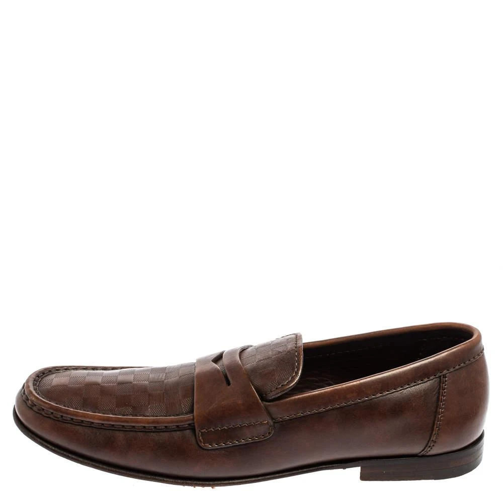 商品[二手商品] Louis Vuitton|Louis Vuitton Brown Damier Embossed Leather Sorbonne Slip On Loafers Size 42,价格¥3880,第2张图片详细描述