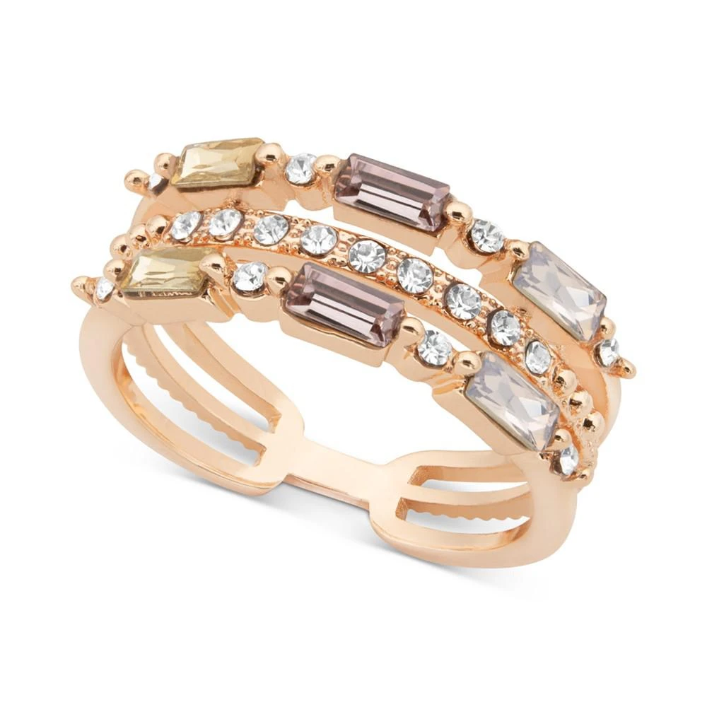 商品Charter Club|Rose Gold-Tone Mixed Crystal Triple-Row Band Ring, Created for Macy's,价格¥65,第1张图片
