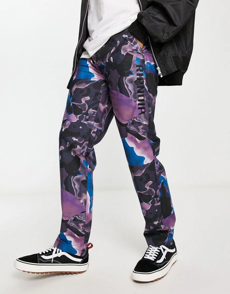 商品Rip N Dip|RIPNDIP ultralight beam casual trousers in black with all over art print,价格¥539,第1张图片