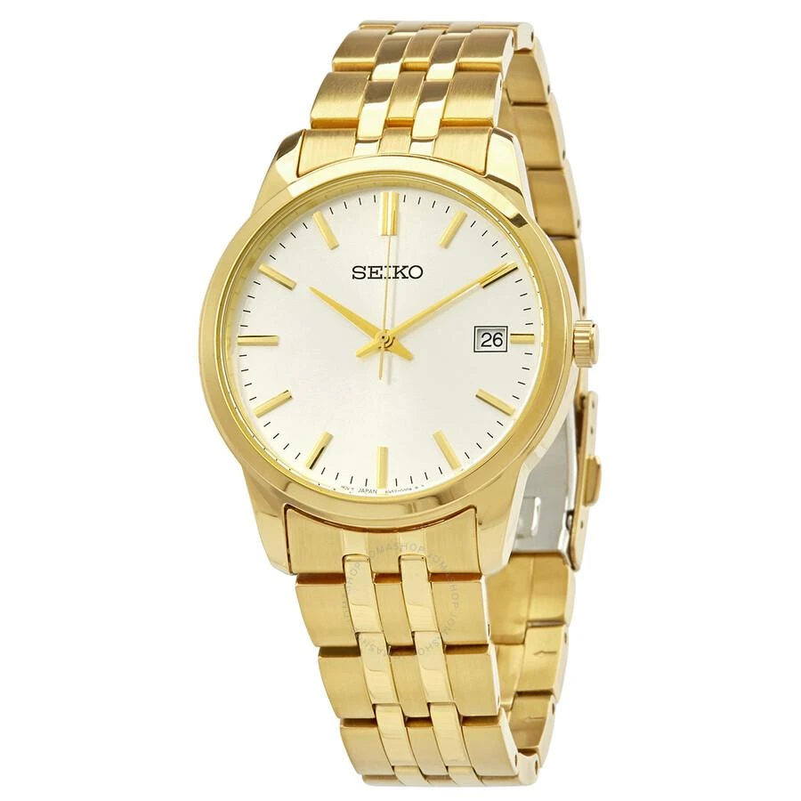 商品Seiko|Essential Quartz White Dial Yellow Gold-tone Men's Watch SUR404,价格¥842,第1张图片