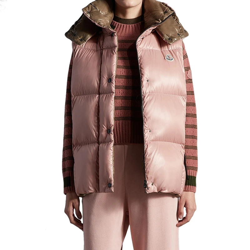 Moncler/蒙克莱 22年秋冬新款 Luzule系列 女士浅粉色漆面尼龙羽绒服马甲H20931A000646895053A 商品