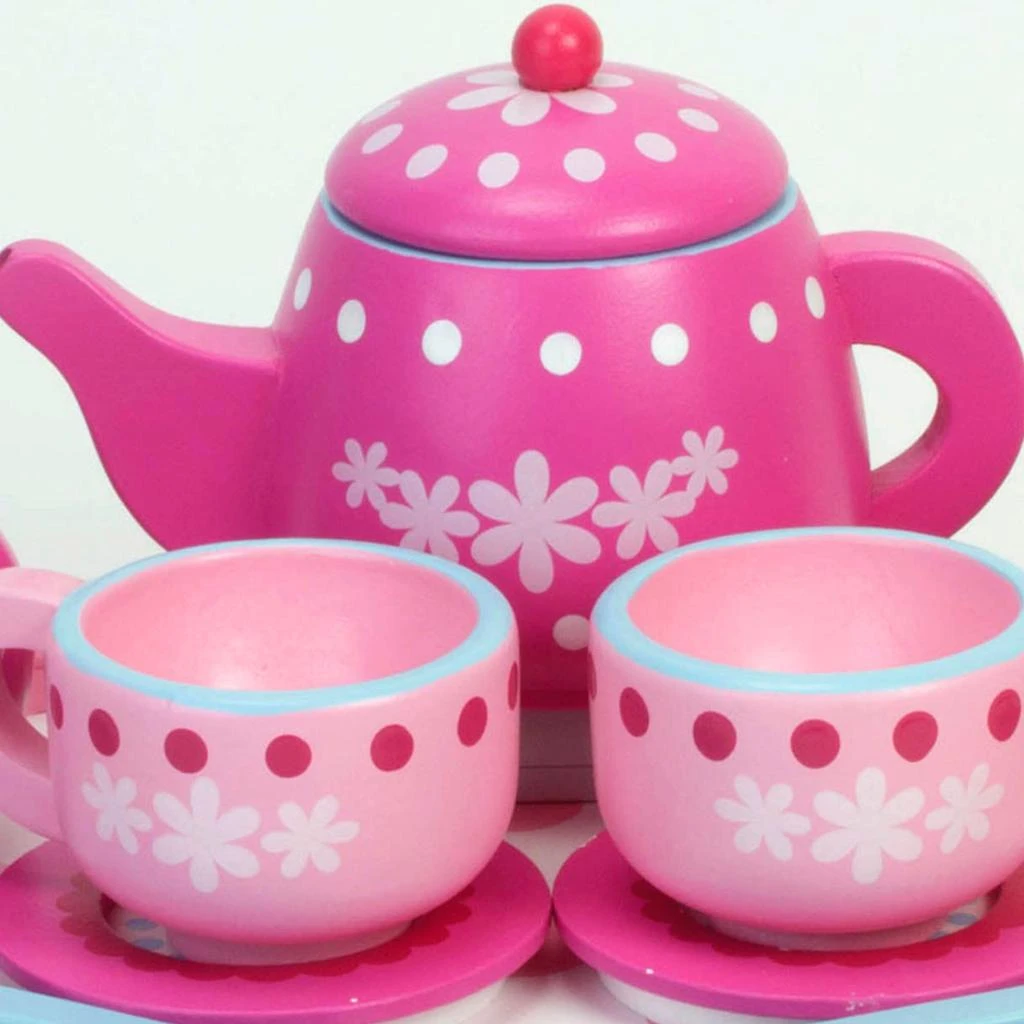 商品Teamson|Sophia’s 10 Piece Wooden Tea Party Set, Pink,价格¥294,第3张图片详细描述