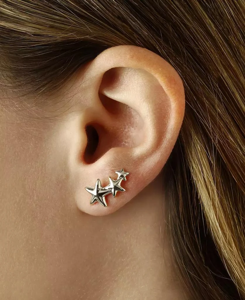 商品Macy's|Triple Star Stud Crawler Earrings Set in 14k  White Gold,价格¥1720,第2张图片详细描述