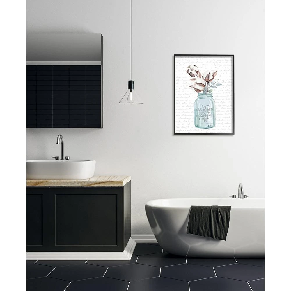 商品Stupell Industries|Handmade Soap Jar Cotton Flower Bathroom Word Design Black Framed Giclee Texturized Art, 24" x 30",价格¥1396,第2张图片详细描述