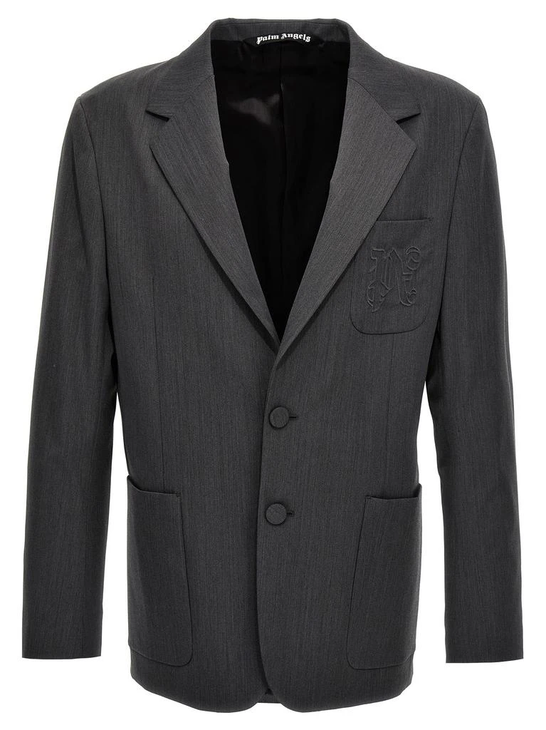 商品Palm Angels|Monogram Pocket Blazer Gray,价格¥2735,第1张图片