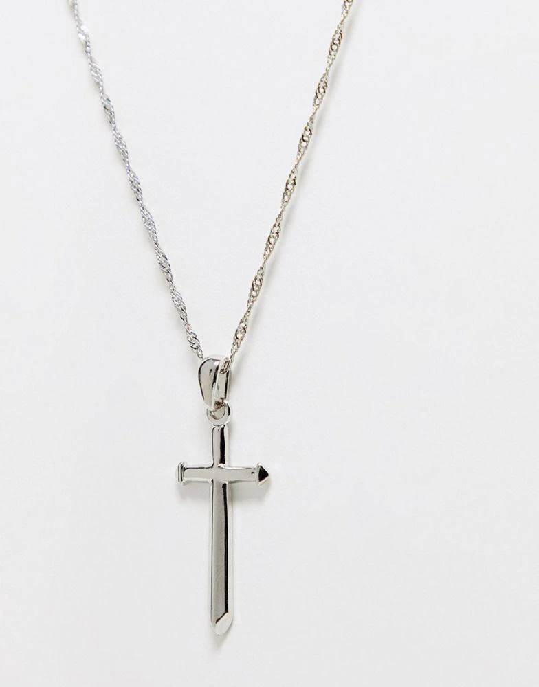 商品ASOS|ASOS DESIGN neck chain with dagger pendant in silver tone,价格¥73,第3张图片详细描述