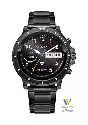 商品Citizen|Cz Smart Hr Heart Rate Smartwatch 46 Millimeter Gray Ip Stainless Steel Bracelet Watch Powered By Google Wear Os,价格¥2970,第1张图片