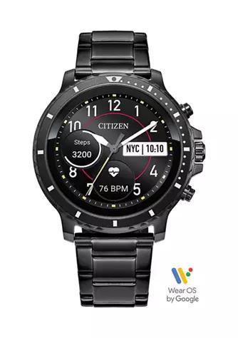 商品Citizen|CZ Smart HR Heart Rate Smartwatch 46 Millimeter Gray IP Stainless Steel Bracelet Watch, Powered by Google Wear OS,价格¥2977,第1张图片