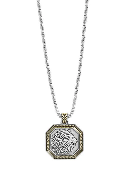 商品Effy|Mens Lion Pendant Necklace In Sterling Silver,价格¥1568,第1张图片