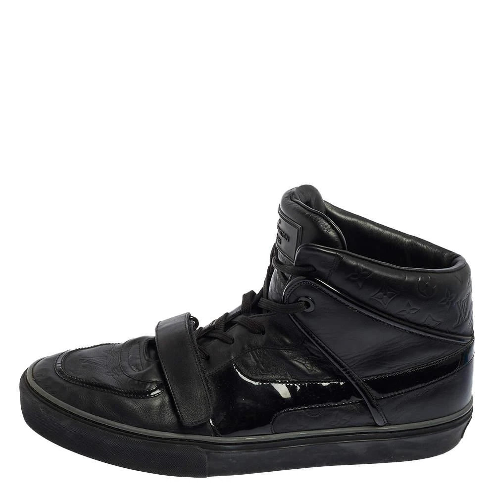 商品[二手商品] Louis Vuitton|Louis Vuitton Black Monogram Leather And Patent Leather Tower High Top Sneakers Size 44.5,价格¥1244,第2张图片详细描述