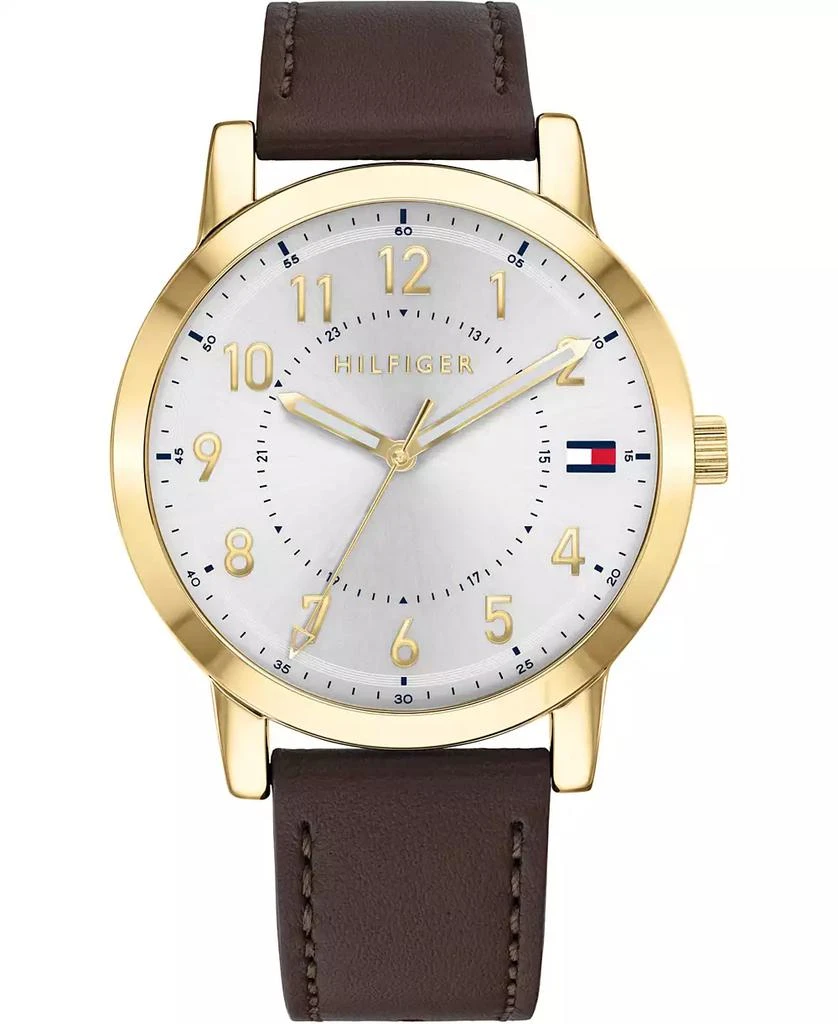 商品Tommy Hilfiger|Men's Brown Leather Strap Watch 42mm, Created for Macy's,价格¥546,第1张图片