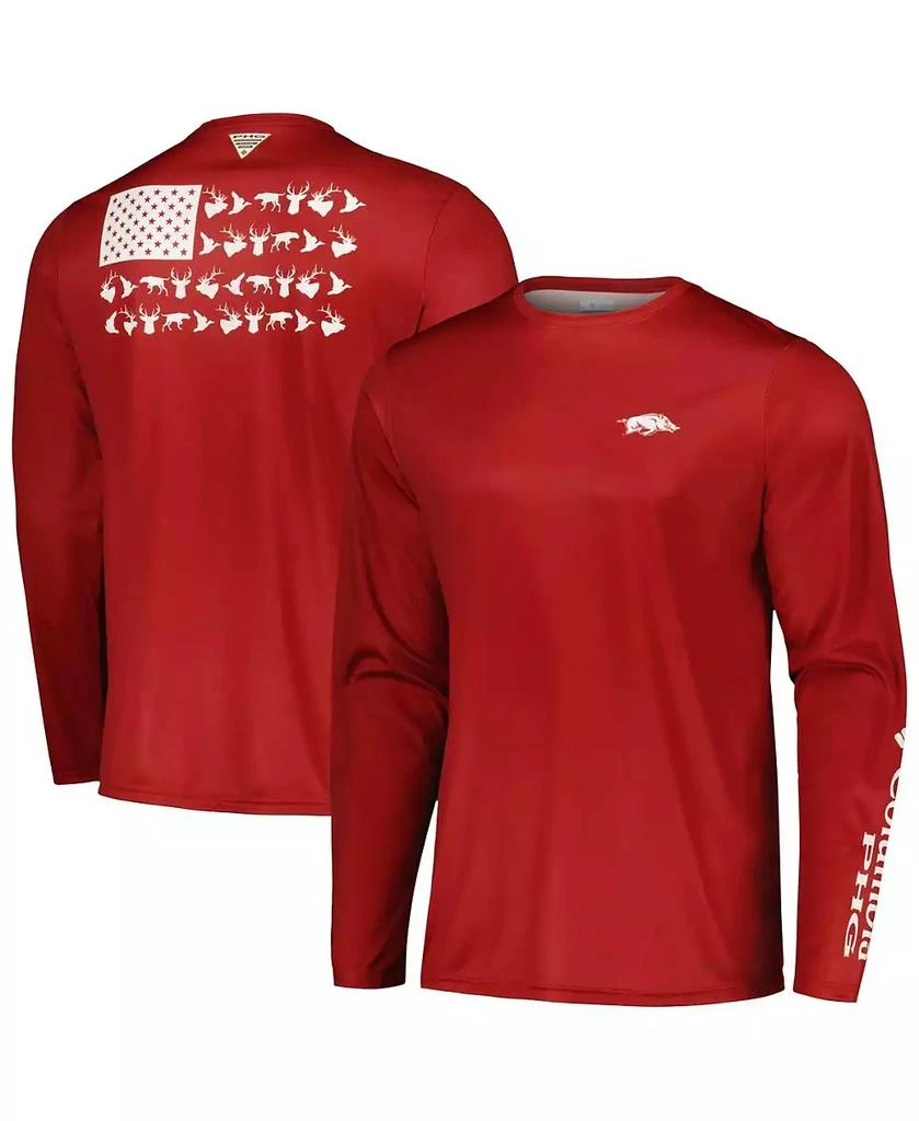 商品Columbia|Men's Cardinal Arkansas Razorbacks Terminal Shot Omni-Shade Omni-Wick Long Sleeve T-shirt,价格¥376,第1张图片