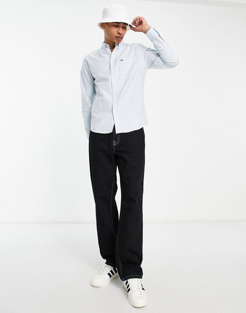 Lacoste oxford long sleeve shirt in light blue商品第3张图片规格展示