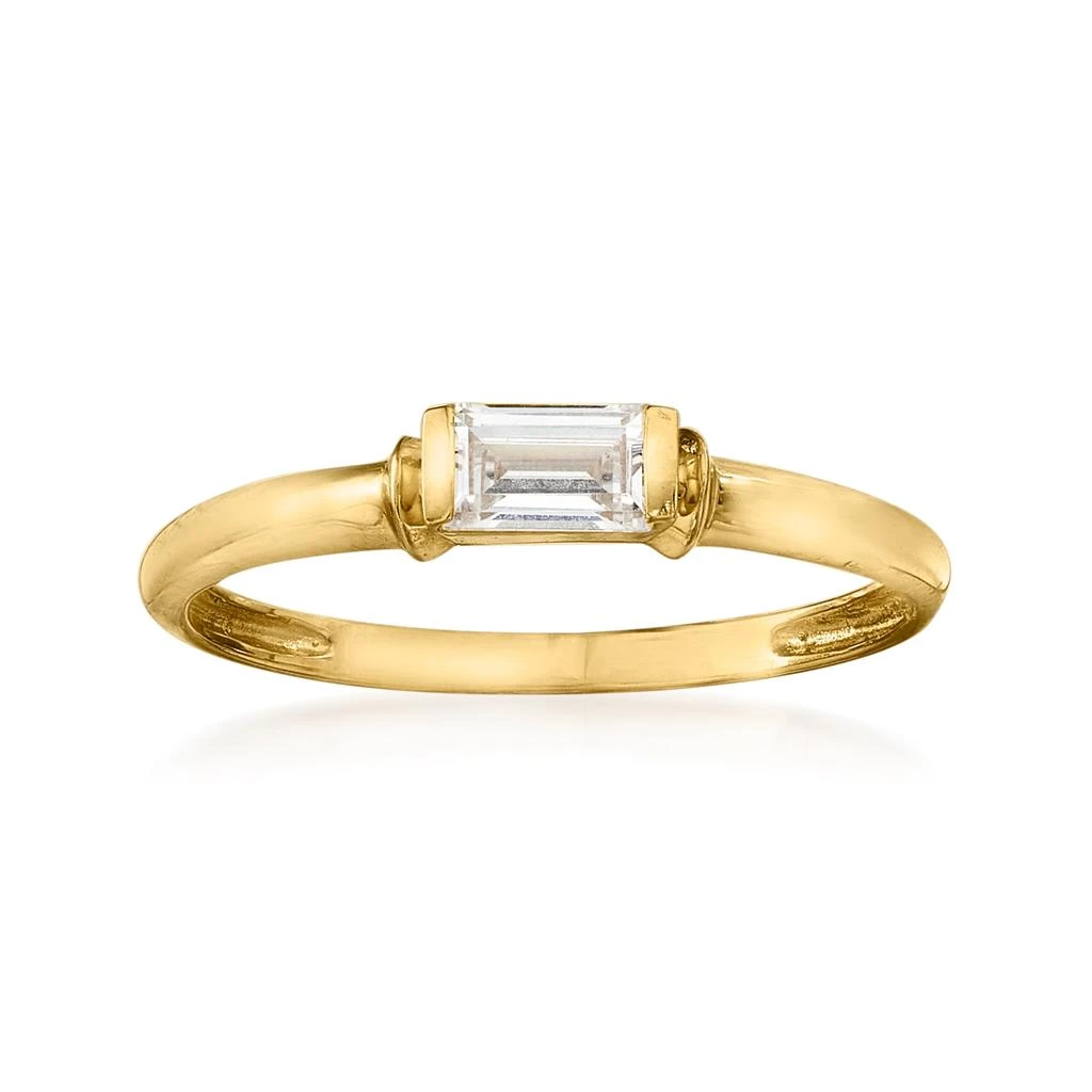 商品Ross-Simons|Baguette CZ Solitaire Ring in 14kt Yellow Gold,价格¥1117,第1张图片