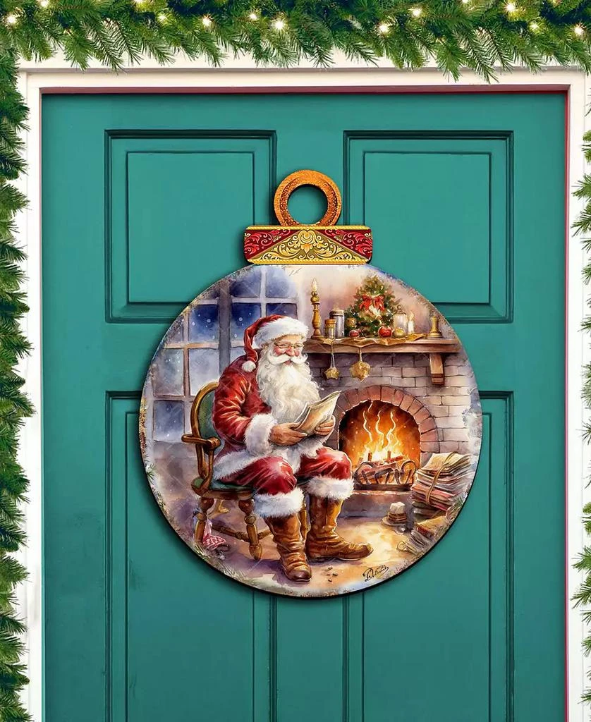 商品Designocracy|Santa at the Fireplace Christmas Door Decor Wooden Wall Decor G. DeBrekht,价格¥1099,第3张图片详细描述