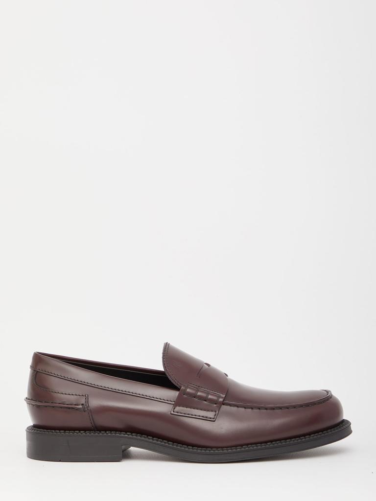 Tod's Bordeaux Leather Loafers商品第1张图片规格展示