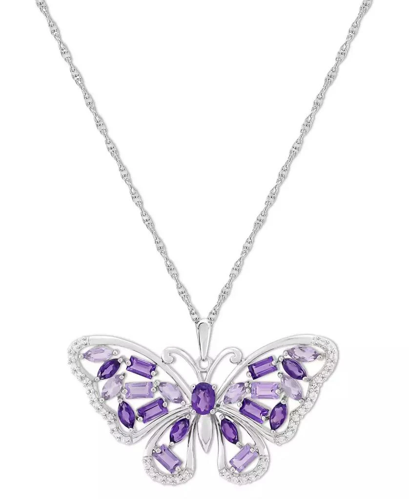 商品Macy's|Blue Topaz (2-1/4 ct. t.w.) & Lab-Grown White Sapphire (1/5 ct. t.w.) 18" Pendant Necklace in Sterling Silver (Also in Amethyst),价格¥4050,第1张图片