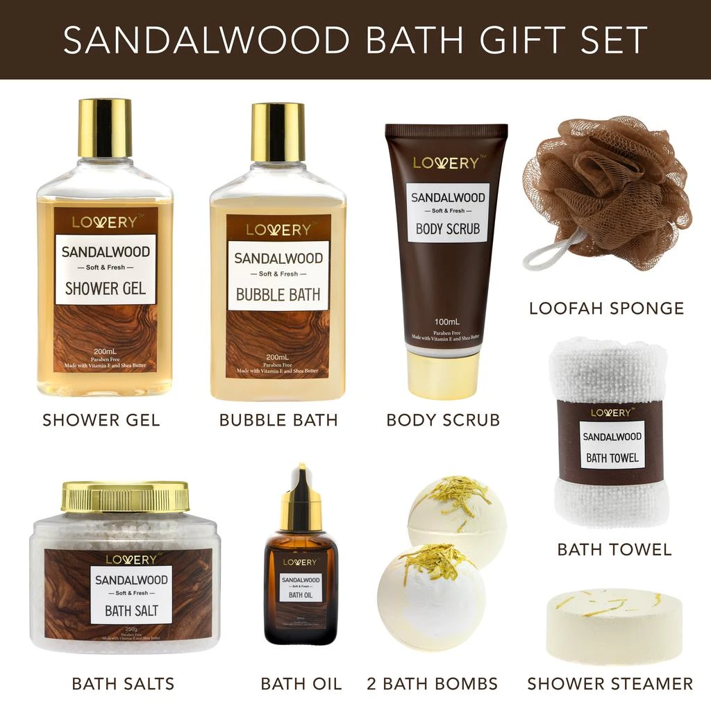 商品Lovery|Luxury Spa Kit for Men - Sandalwood Bath Set - Personal Care Kit in Brown Leather Cosmetic Bag,价格¥350,第2张图片详细描述