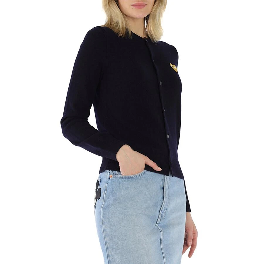 商品Comme des Garcons|Ladies Gold Heart Crewneck Cardigan In Navy,价格¥1415,第2张图片详细描述